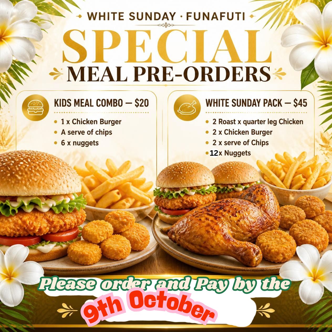 White Sunday Funafuti special meal pre-orders